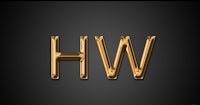 a gold letter w on a black background